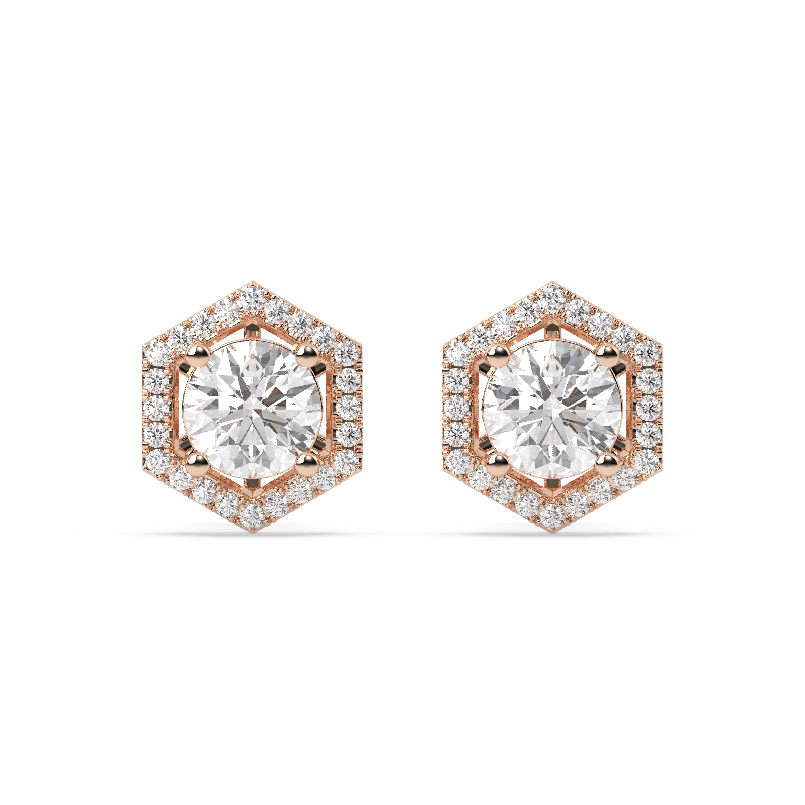 14K Gold Studded TW 3.08 Carat E Color VS1 Clarity Lab Grown Diamond Studs.